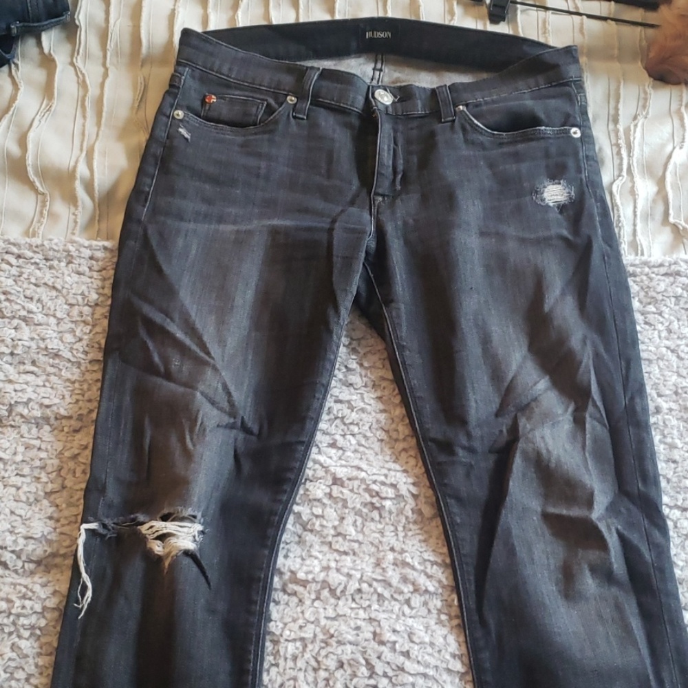 Hudson distressed skinny jean, ankle length